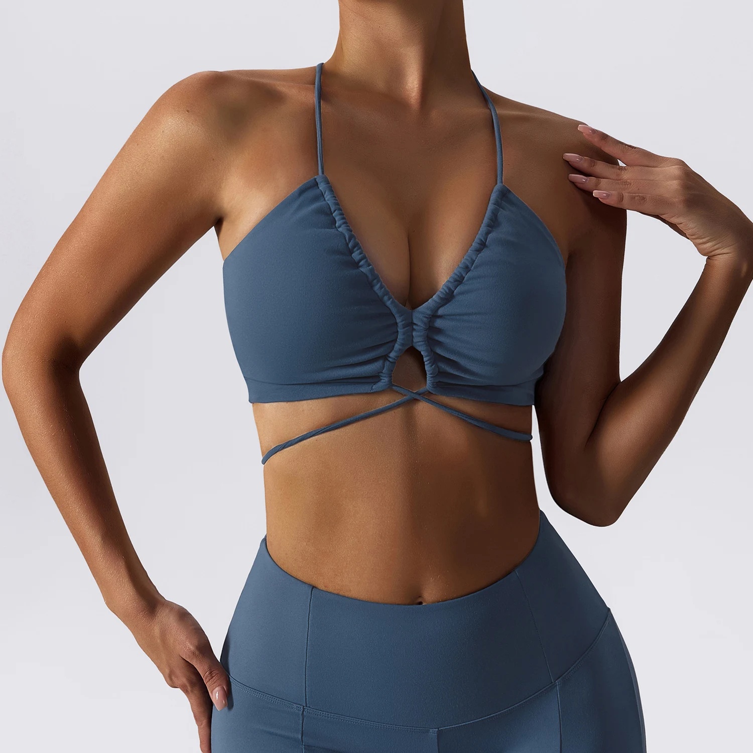 Camisole Yoga Bra Outer Wear with Straps and Beauty Back Design. Functional suit for yoga, fitness, and everyday activit — photo 10