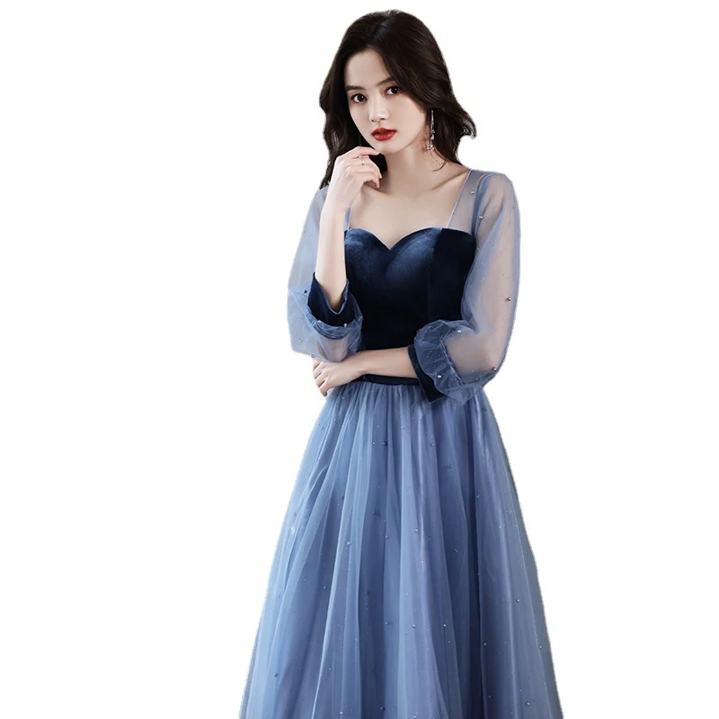 Velvet Long Birthday Party Dress For Women. Celebrate in style with this elegant and comfortable dress, perfect for spec — photo 1