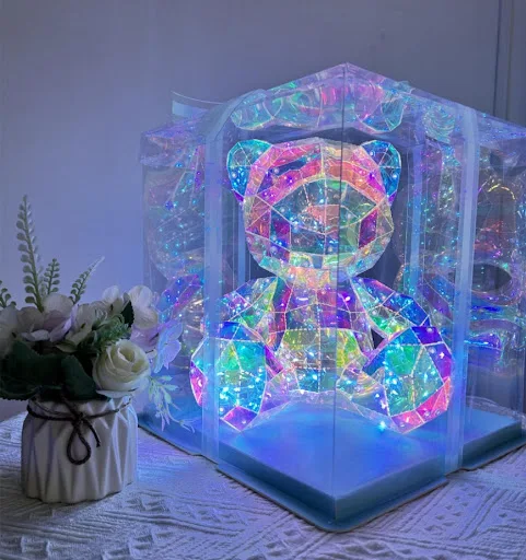 Title 4, Colorful Heart-Hugging Bear Luminous Valentine...