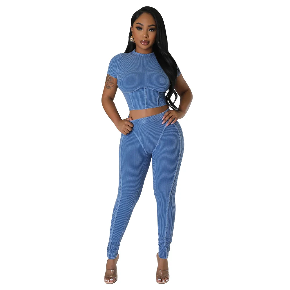 Title 14, Sunken Stripe Sports Two Suit Round Neck Tight ...