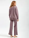 Conjunto de suéter e calças de perna larga de malha para conforto e estilo excepcionais. Desfrute da suavidade e elegância incomparáveis. — foto 4