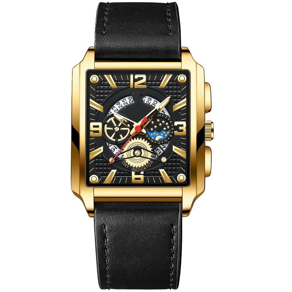 Title 9, Reloj de hombre vintage cuadrado con calendario...