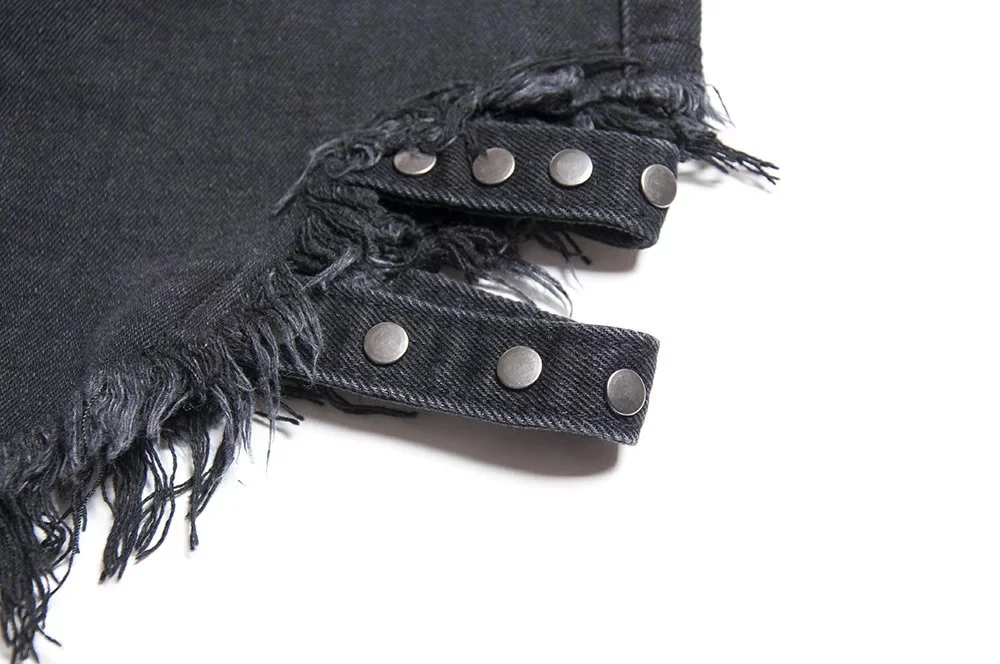 Title 16, Shorts jeans com tachas, cintura alta solta, pe...