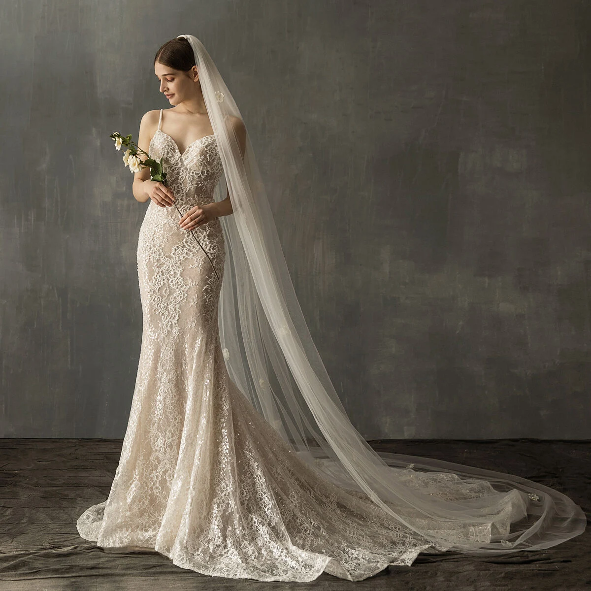 Title 2, Bridal Church Wedding Pearl Long Tail Tulle, a ...