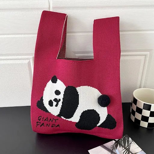 Title 6, Bolsa Colete Tricotada Panda Fofo Bolsa de Ombr...