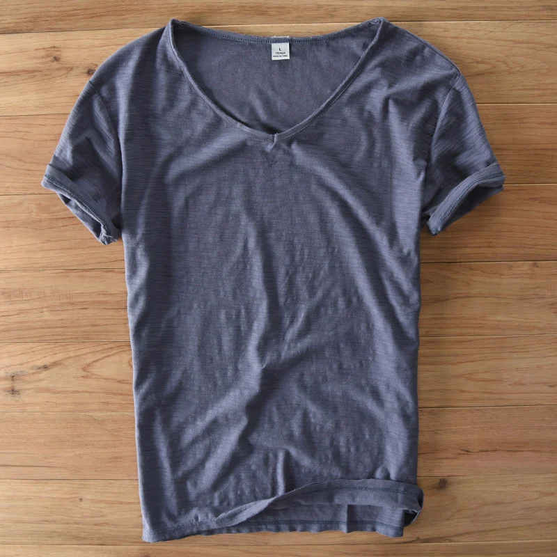 Title 5, Mens Cotton Linen T-Shirt Short Sleeve V-Neck ...
