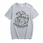 Sterk en dapper heren- en dames-T-shirt met korte mouwen en zwarte letters — foto 13