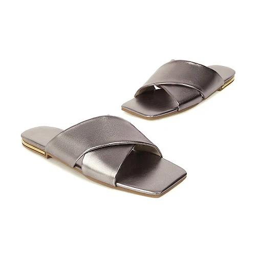 Title 4, Womens Simple Cross Flat Sandals Flat Heel