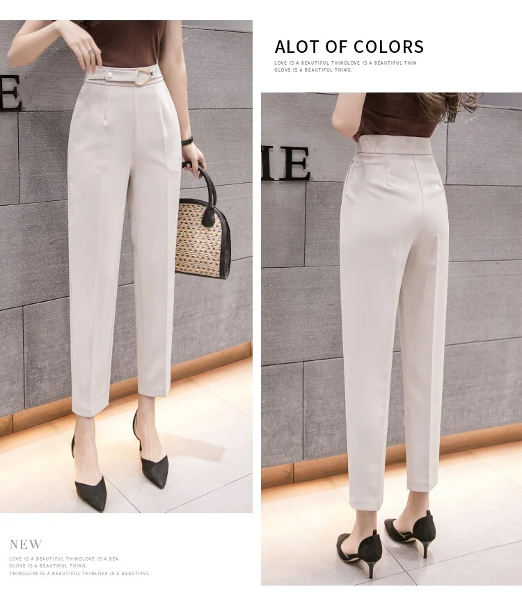 Title 6, Womens Spring New High-Waist Slim Straight-leg...