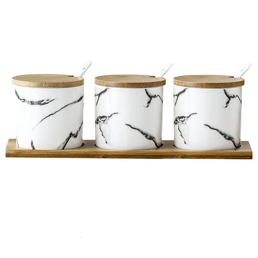 Title 12, Three-Piece Ceramic Seasoning Jar With Lid perf...