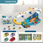 Estacionamento infantil de vários andares com elevador elétrico, pista e brinquedos educativos para construir e aprender brincando. — foto 2