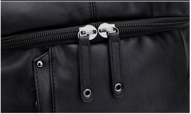 Title 2, Fashion Simple Solid Color Leather Casual Backp...