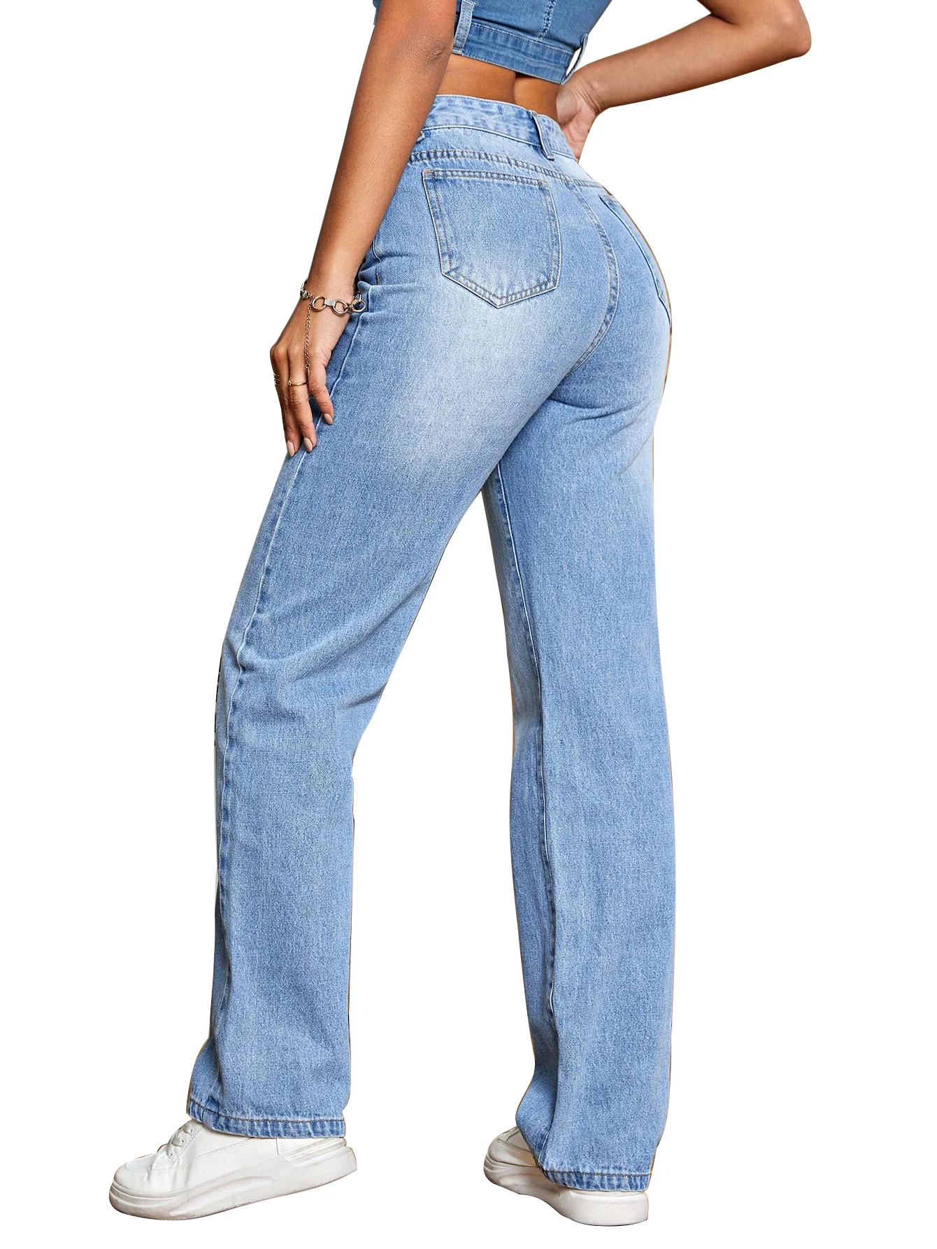 Title 5, Casual jeansbroek met hoge taille voor dames, l...