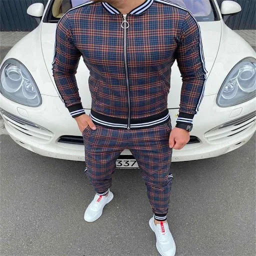 Title 3, Mens Striped Plaid Zip Jacket Coat Comfortable...