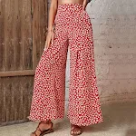 Ženske Modne Cvetne Pantalone Visokog Struka Širokih Nogavica Elegantne i Udobne Savršene za Svaku Priliku Unesite Stil u Vaš Garderober — foto 1