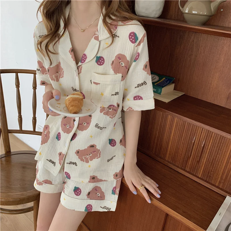 Title 3, Little Bear Strawberry Print Short Sleeve Short...