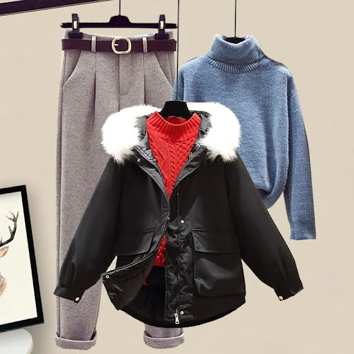 Title 13, Womens Padded Jacket Sweater Set Made Of Cotton