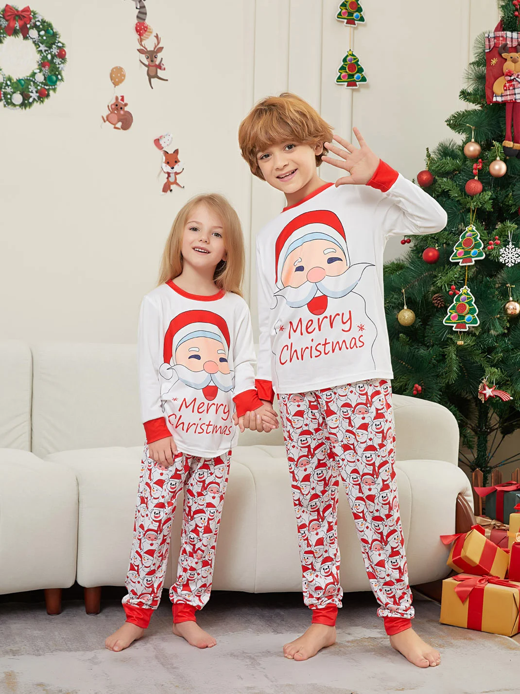 Title 19, Letter Snowman Christmas Parent-child Suit Prin...