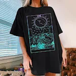 T-shirt da donna a maniche corte, girocollo, di media lunghezza, taglie forti — foto 8