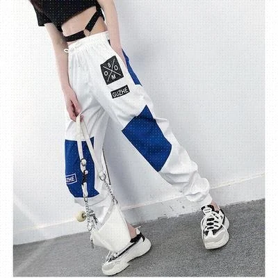 Women's High Waist Letter Spliced Cargo Pants, Loose Harajuku Style, perfect for a casual, comfortable and fashionable e — photo 5