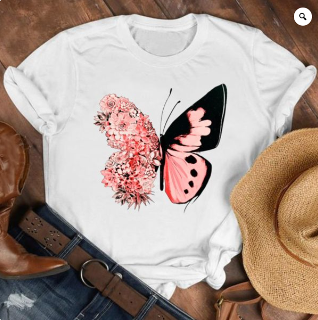 Camicia allentata con tendenza della personalità della maglietta a forma di farfalla di grandi dimensioni — foto 9