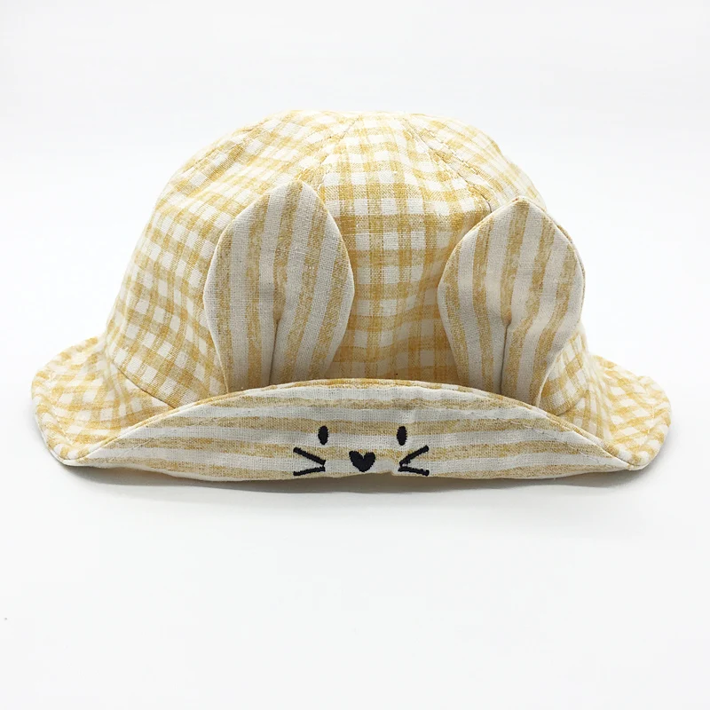 Cappello da pescatore per neonati con orecchie da coniglio a griglia fine, cappello da sole e berretto. Protezione solare e stile adorabile. — foto 3