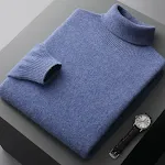 Suéter masculino de gola alta folgado de outono e inverno, malha macia e confortável, perfeito para um visual casual e elegante. — foto 8