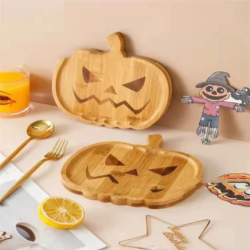Title 4, New Halloween Pumpkin Plate Ghost Tray. Serve s...