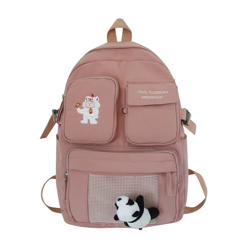 Mochila DCIMOR impermeable de nylon con bordado de dibujos animados para mujer, bolsa escolar para adolescentes, bolsa de viaje, M. — foto 3