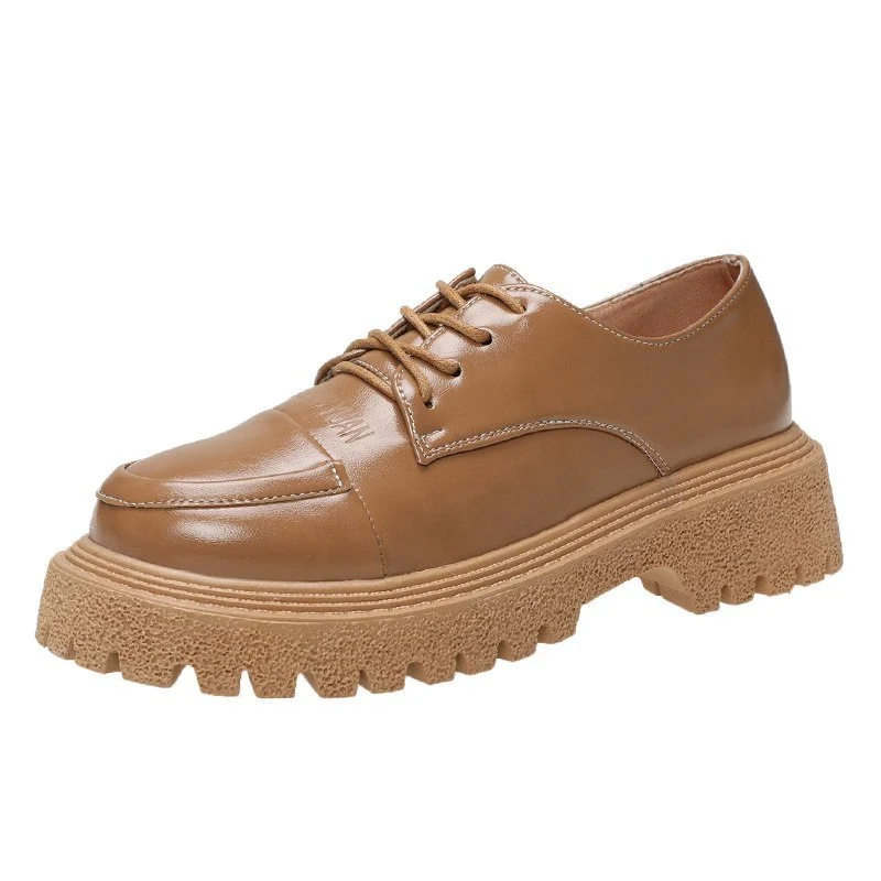 Sapatos femininos primavera estilo britânico retrô sapatos de couro pequenos sapatos plataforma femininos modelos primavera mocassins — foto 1