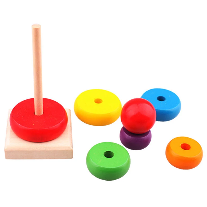 Title 5, Wooden Puzzle Building Blocks Seven-Layer Tower...