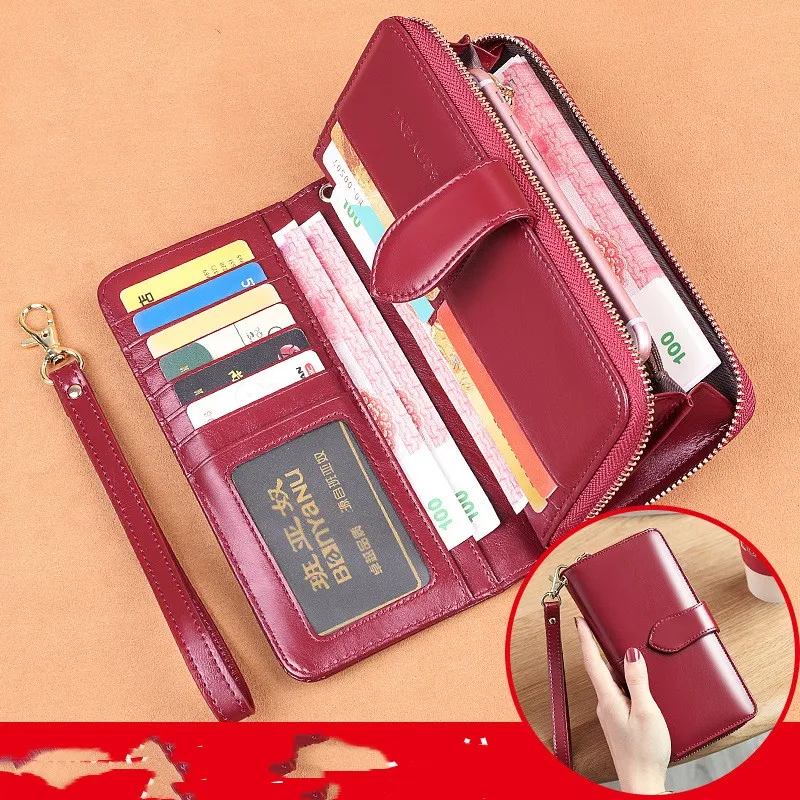 New Vintage Oil Wax Cowhide Long Women's Wallet, a stylish and durable choice for organizing your essentials with qualit — photo 6