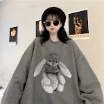 Blusa pullover gola careca com patchwork estilo coreano, ideal para um visual casual e moderno, conforto e estilo para o dia a dia. — foto 3