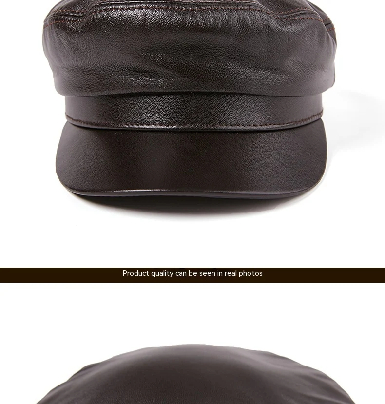 Title 10, Autumn and Winter Sheepskin Flat-top Hat. Warm,...