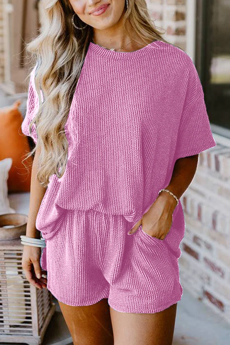 Dames Zomer Mode Casual Pak met Gedraaide Draad, Comfortabel en Stijlvol voor de Zomer, Lichtgewicht en Ademend, Ideaal voor Dagelijks Gebruik. — foto 5