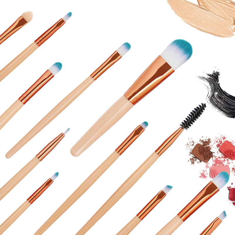 Title 2, 15-Pack Champagne Makeup Brush Set for flawless...
