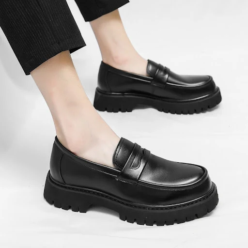 Title 6, Black Platform Loafers Mens Height Increasing ...