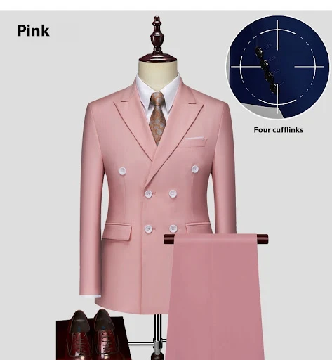 Title 4, Mens Business Casual Double Breasted Suit Styl...