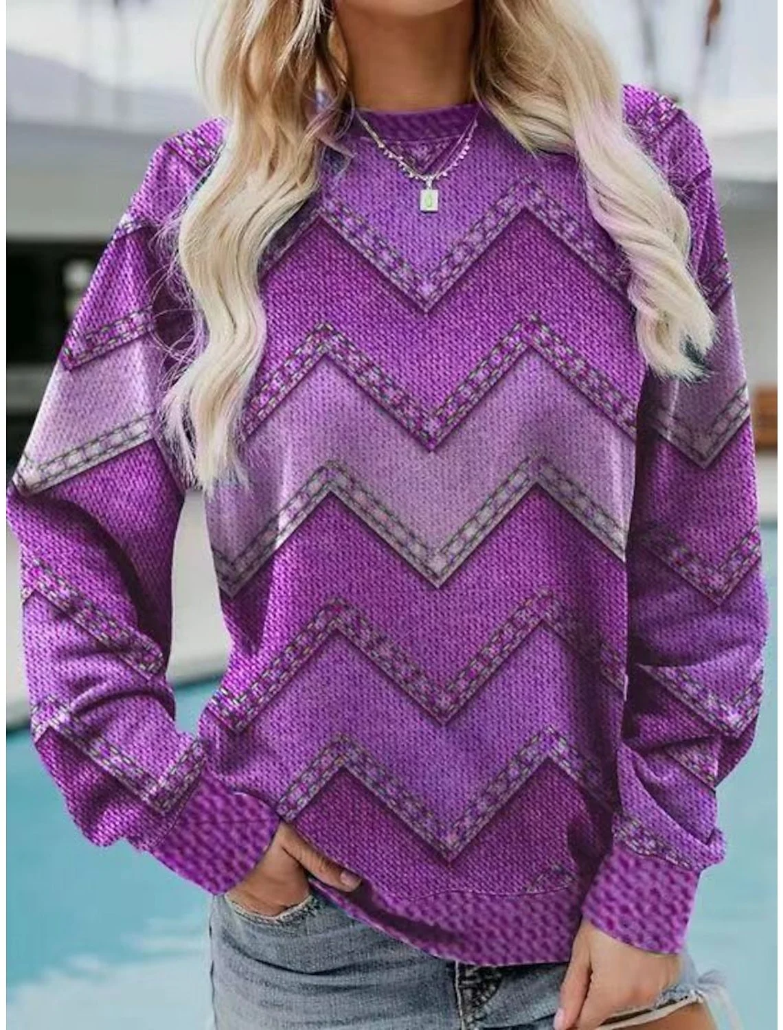 Suéter retro street casual com gola redonda e manga comprida — foto 14