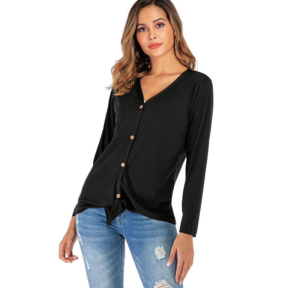 Title 2, Camiseta cardigan feminina com gola V, botões e...
