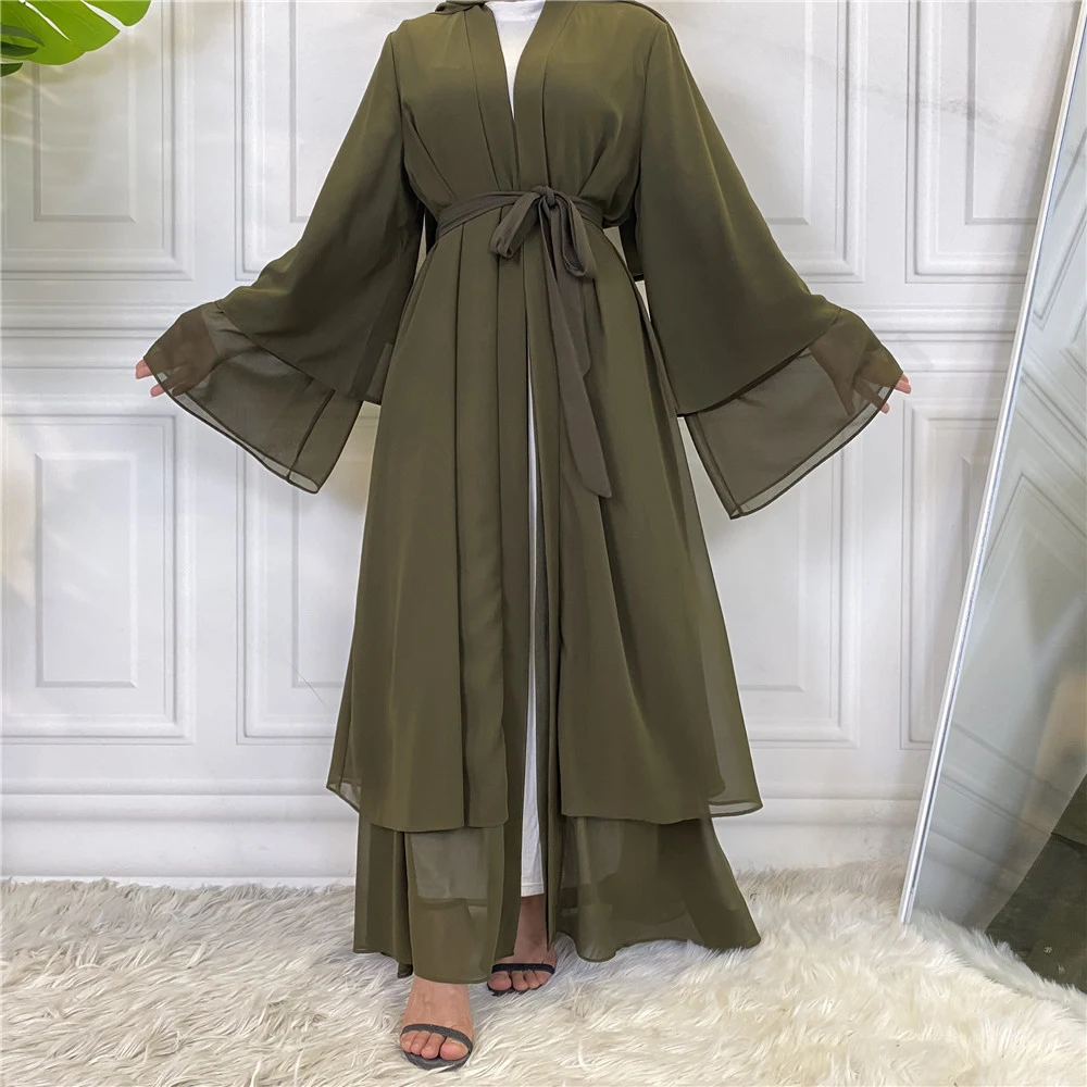 Title 15, Fashionable Muslim Cardigan Chiffon Robe for wo...