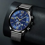 Relógio masculino com pulseira de malha, calendário e movimento quartz. Simples e casual, combina com tudo. Ideal para uso diário e diversas ocasiões. — foto 10