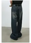 Calças jeans masculinas Personality Denim, pernas largas, lavadas e folgadas, estilo wide-leg, perfeitas para um visual moderno e confortável. — foto 12