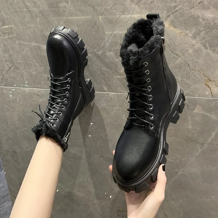Round Head Square Heel Cotton High Heel Rubber Martin Boots provide comfort and style for everyday wear, a perfect blend — photo 2