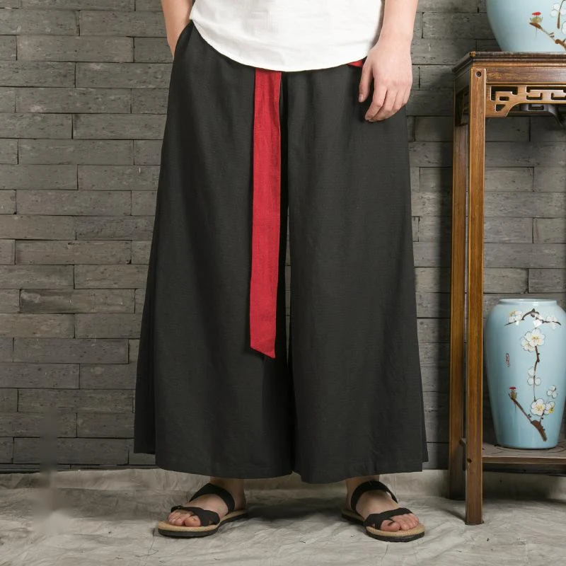 Title 5, Mens Cotton and Linen Cropped Trousers for Sum...