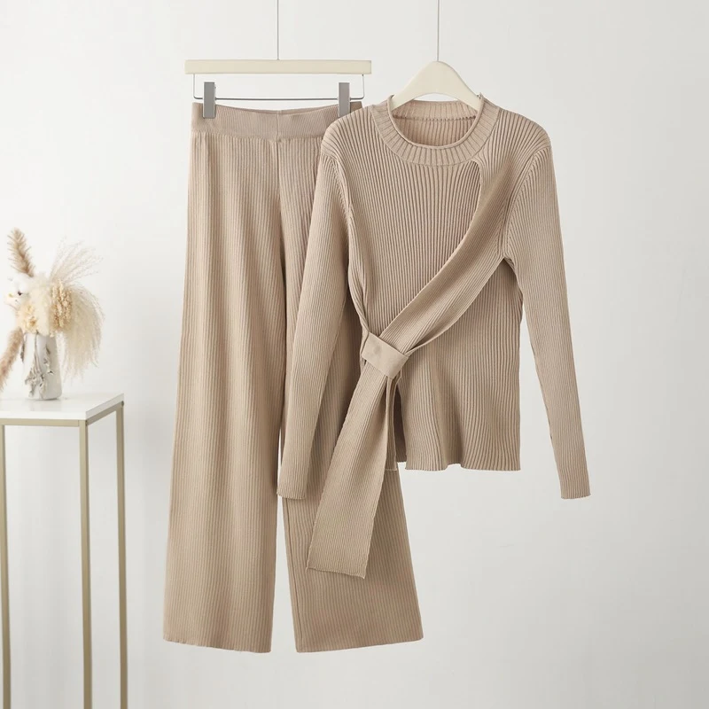 Title 4, Womens Sweater Knitted Wide-leg Pants Two-piec...