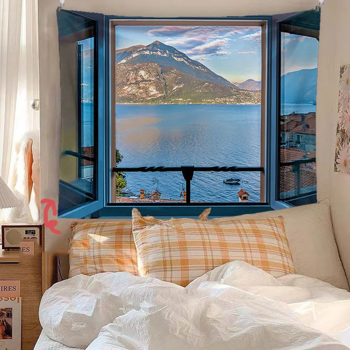 Title 23, False Window Window Scenery Background Cloth, c...