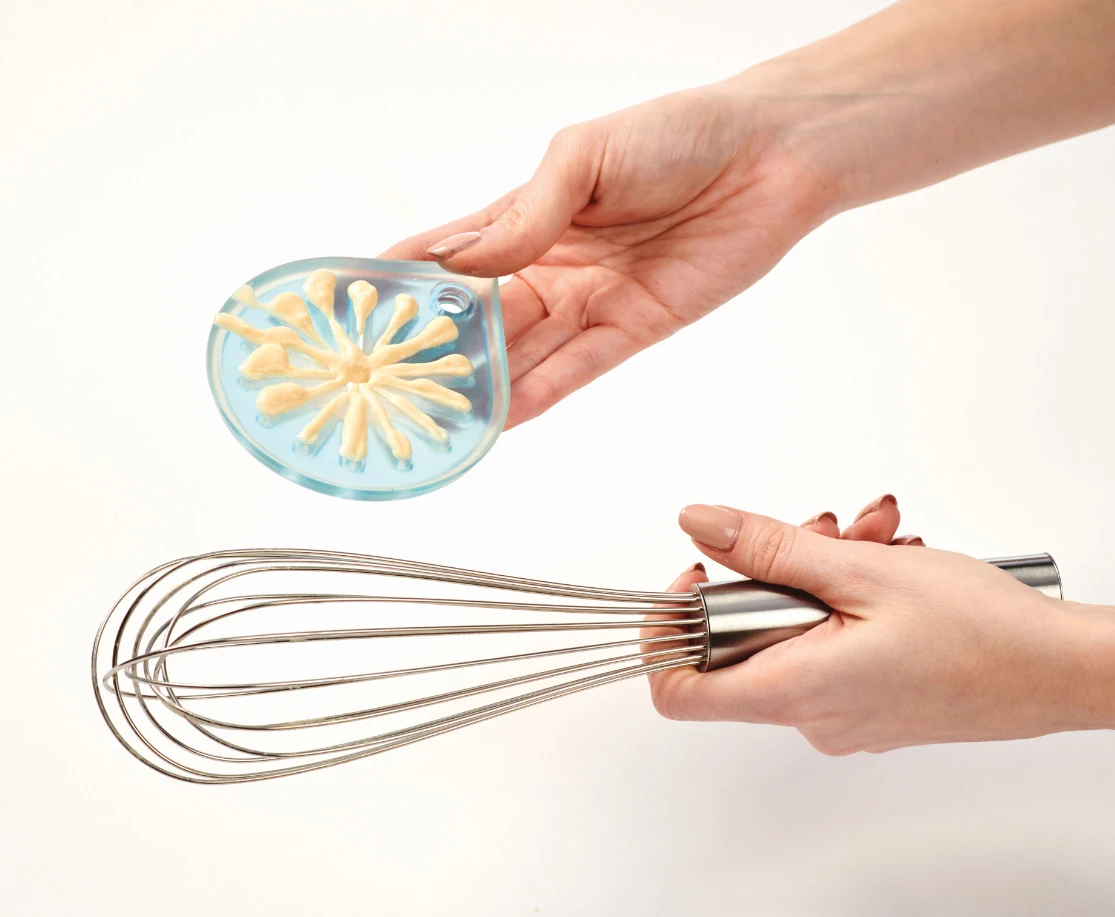 Whisk Wiper para batedeira de aço inoxidável. Limpeza fácil e eficiente, sem respingos. Diga adeus aos restos de massa e aproveite. — foto 6
