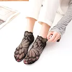 Calcetines de encaje sexys de tubo medio con pluma de pavo real para niñas, antideslizantes, elegantes y cómodos. Perfectos para un look audaz. — foto 11