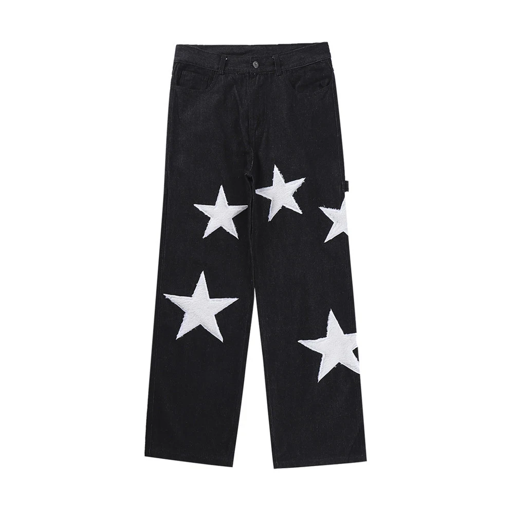 Men's Five Pointed Star Flocking Embroidered Jeans. Experience unique style and comfort with these jeans. Perfect for ev — photo 3